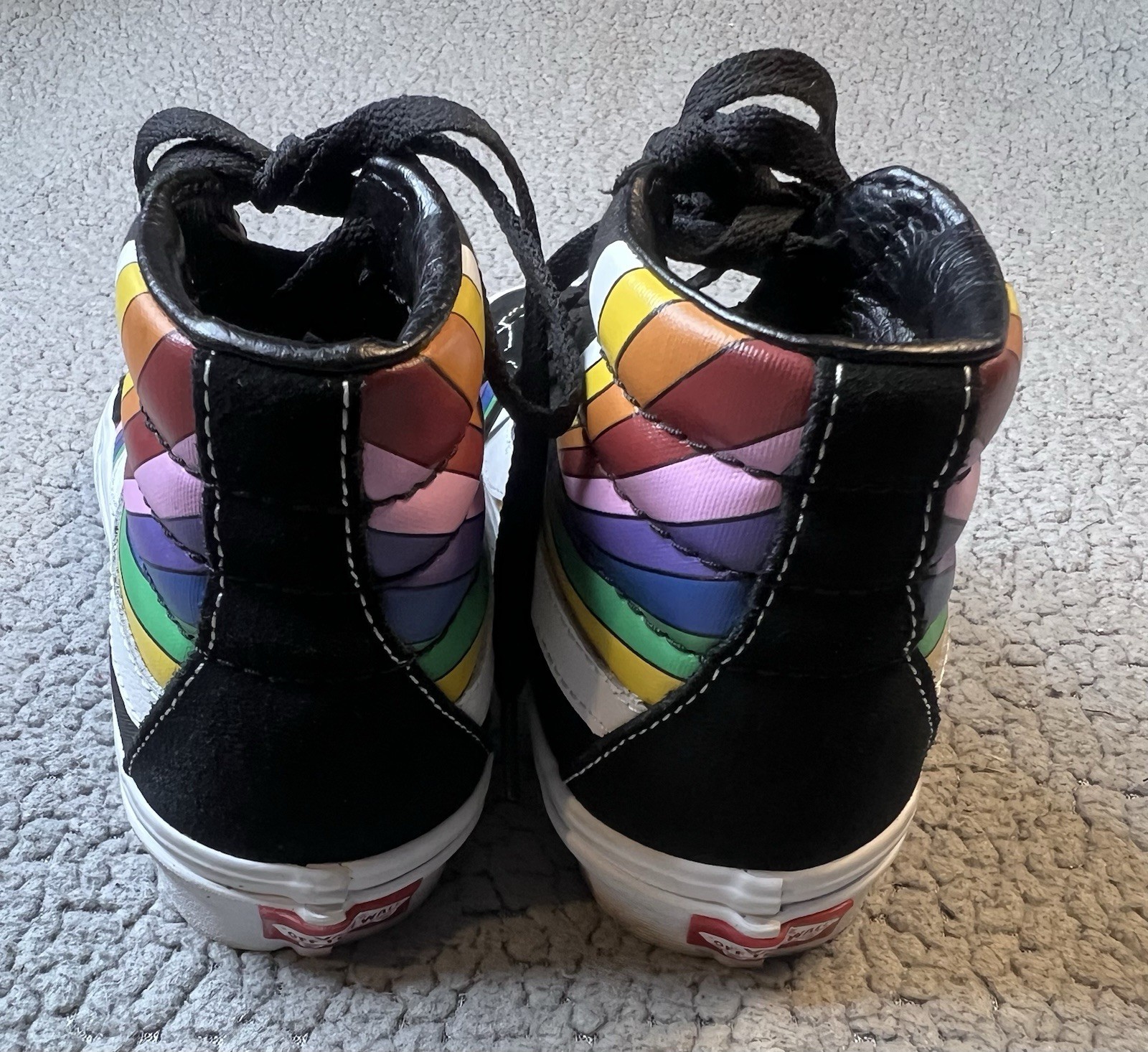 Vans SK8 Hi Reissue Refract True Black And White With Multi Colors Womens Size 5
