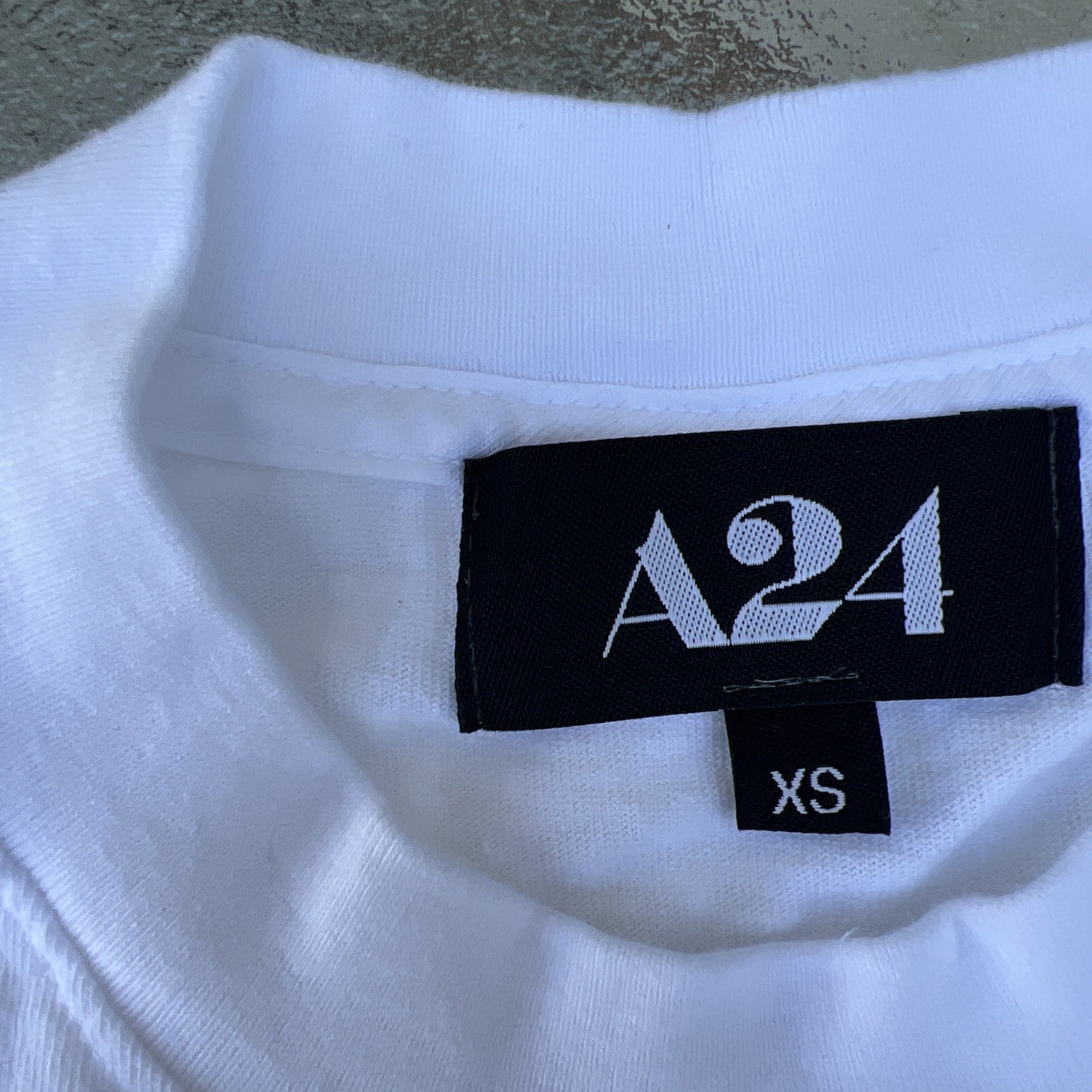 A24 XS White Embroidered Logo Tee Shirt