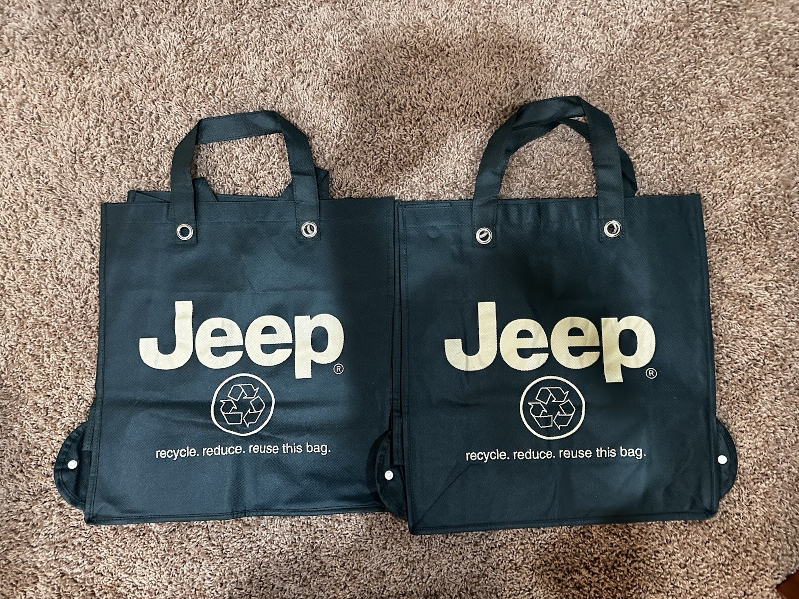 2x New Genuine Jeep Recycled 16” X 15” X 4” Collapsable Tote Bags