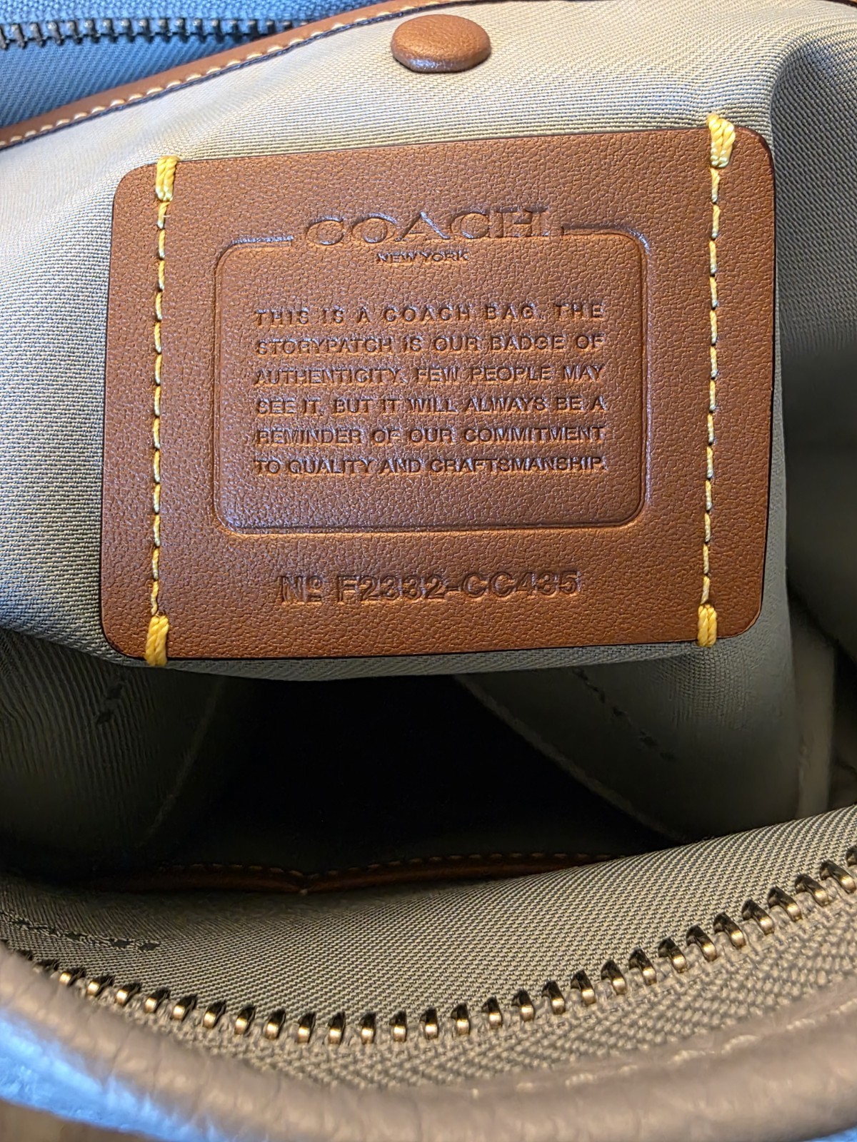 COACH Cary Shoulder Bag Blue Grey CC435 Leather