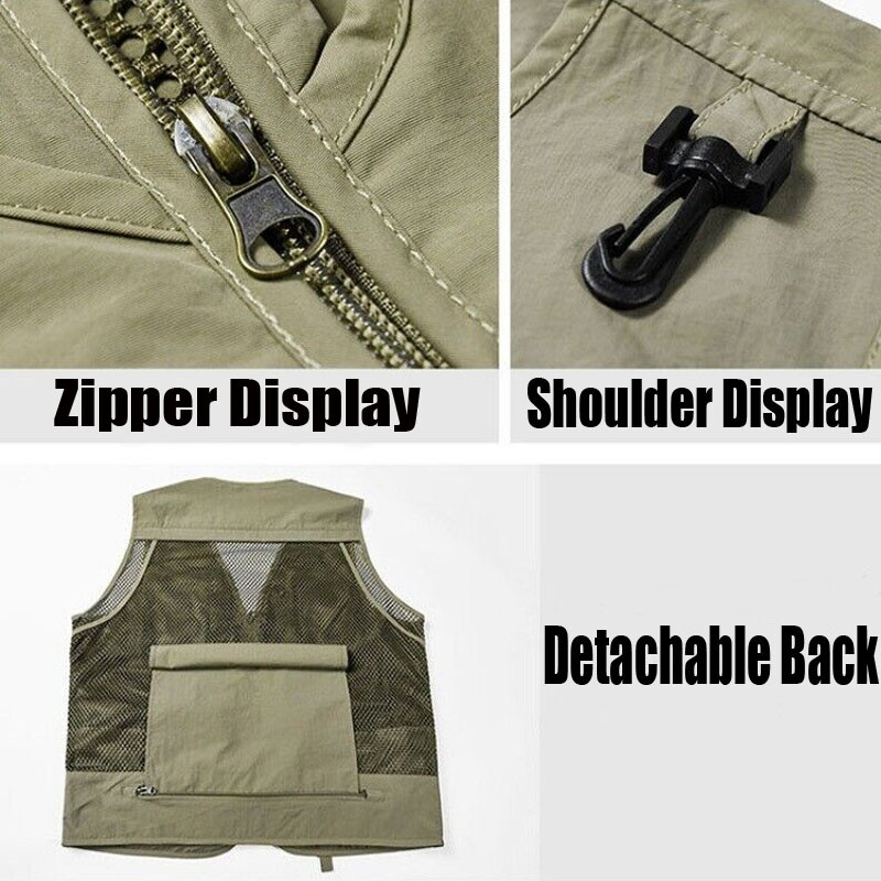 Tactical Mesh Vest for Men Fishing Hiking Photographer Casual Waistcoat JacketUS
