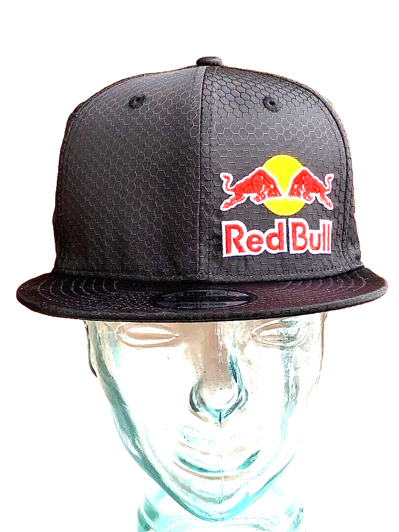 2025 New Black Flat Brim Cap w/Offset Logo. Hexagon Design. MotoGP. Motocross.