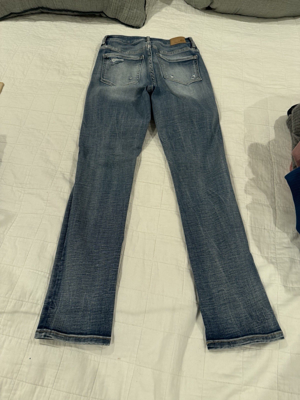 BKE Women’s Blue Medium Wash Bootcut High Rise Stretch 5-Pocket Distressed Jeans