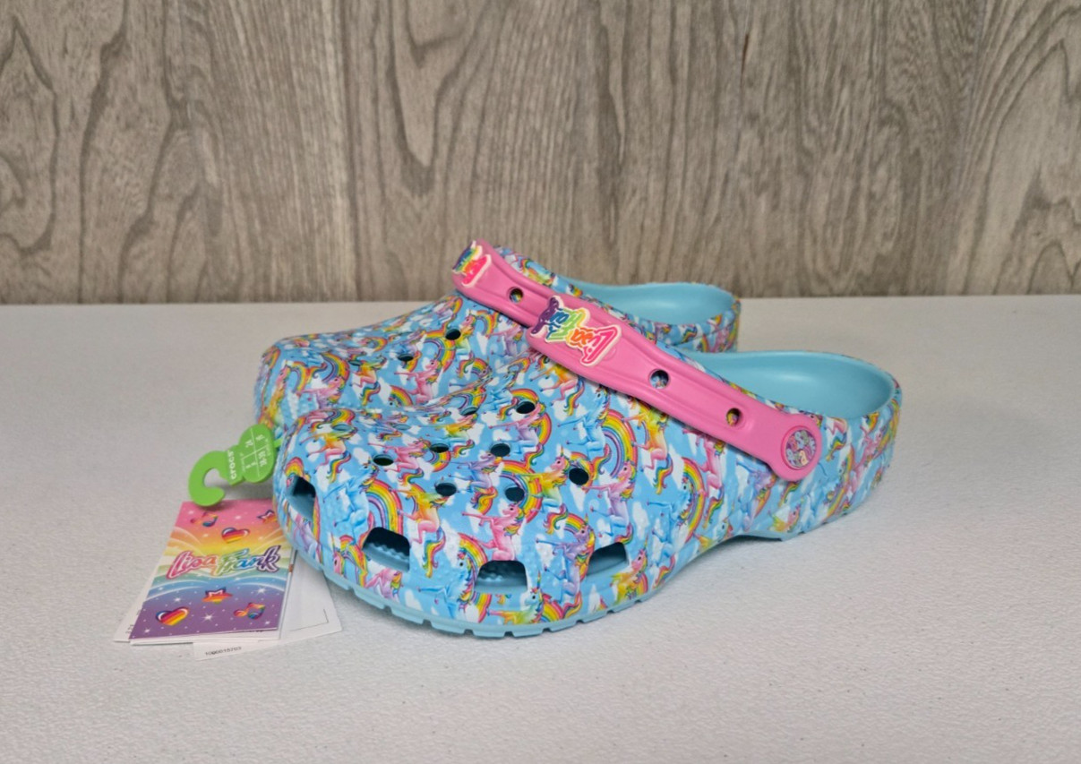 Lisa Frank Crocs Junior Youth Rainbow Unicorn Size Junior J5 – 9.1″ Blue Purple