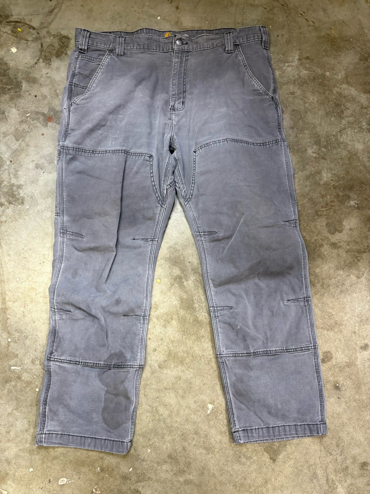 Carhartt Pants Men’s 40×30 Faded Gray Double Knee Work Relaxed Fit Distressed