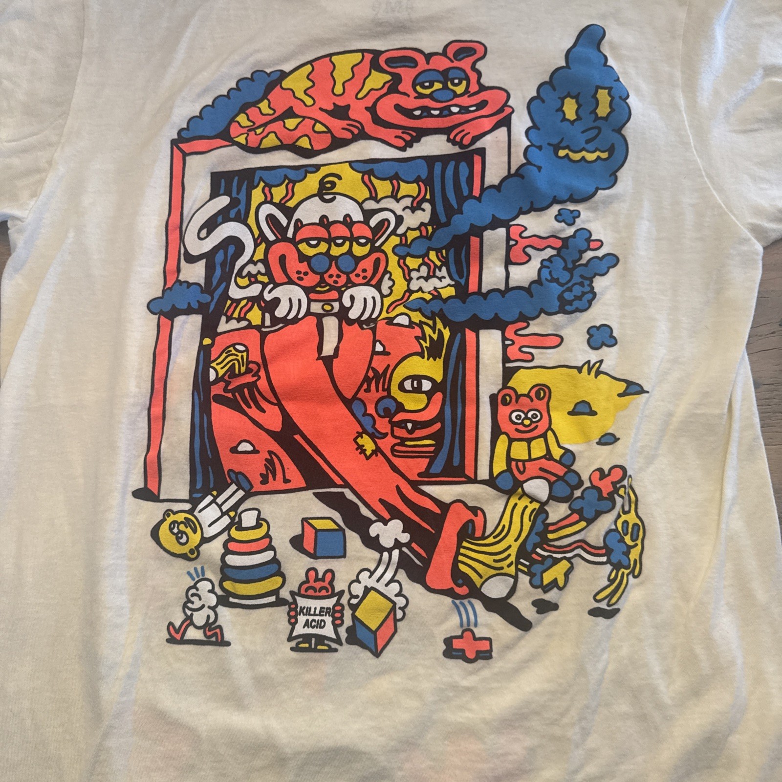 Killer Acid Meow Wolf White Medium Graphic Print NWOT! Short Sleeve T-Shirt