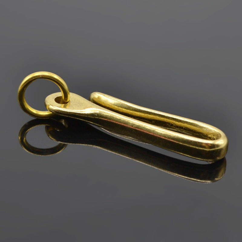 2Pc Small Retro Solid Brass KeyChain Key Ring Belt U Hook Wallet Chain Fish Hook