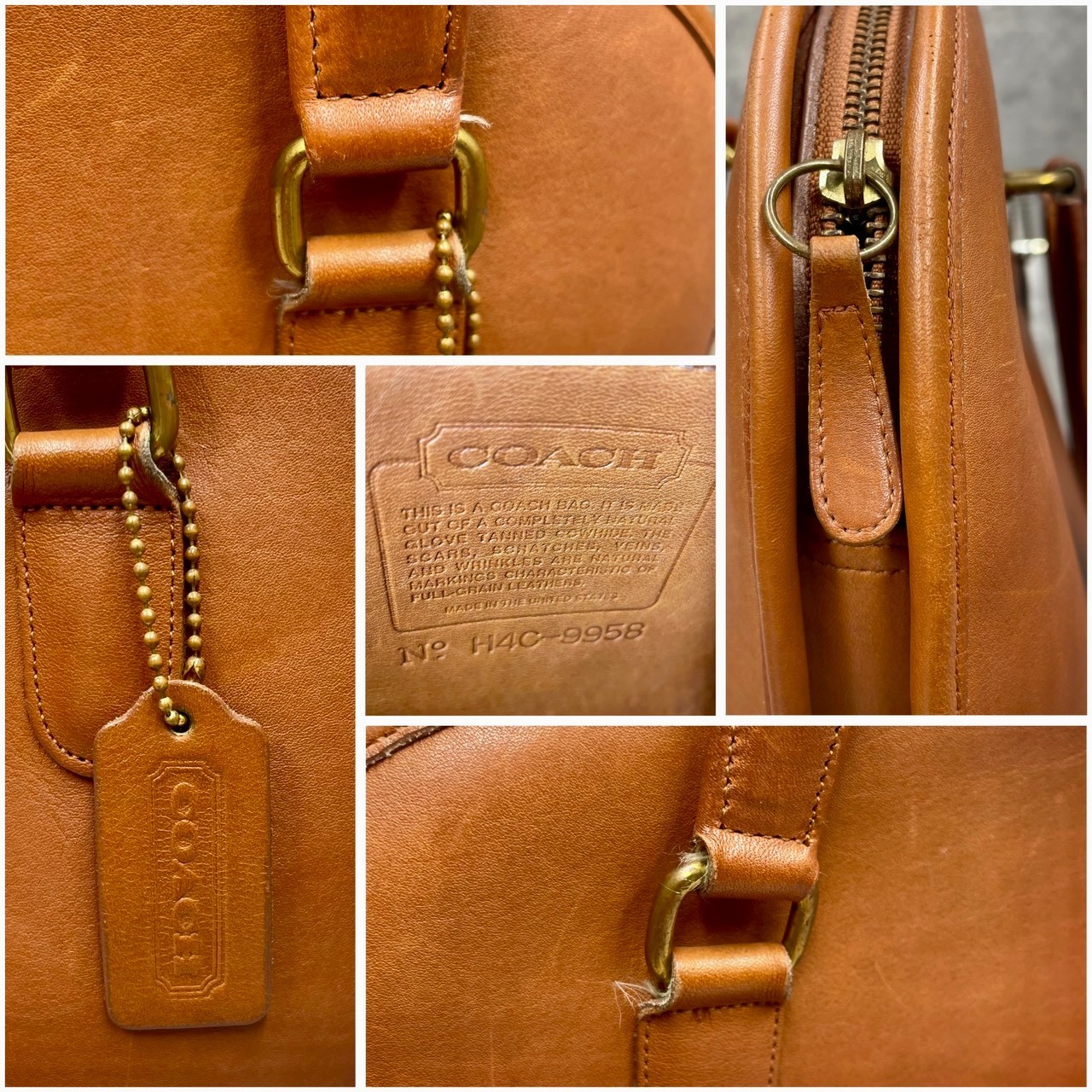 Vintage COACH 9958 Pelham Brown leather zip dome bag Half moon made in USA