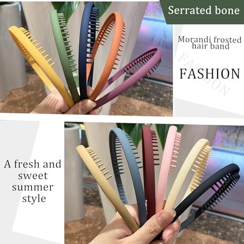 10 PCS Thin Hair Bands with Teeth, Plastic 1 Count (Pack of 10) Color A