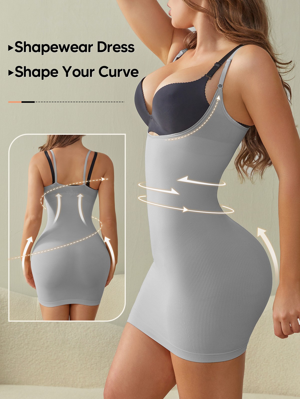 Fajas Women Shapewear Slip Dresses Tummy Control Full Body Shaper Open Bust