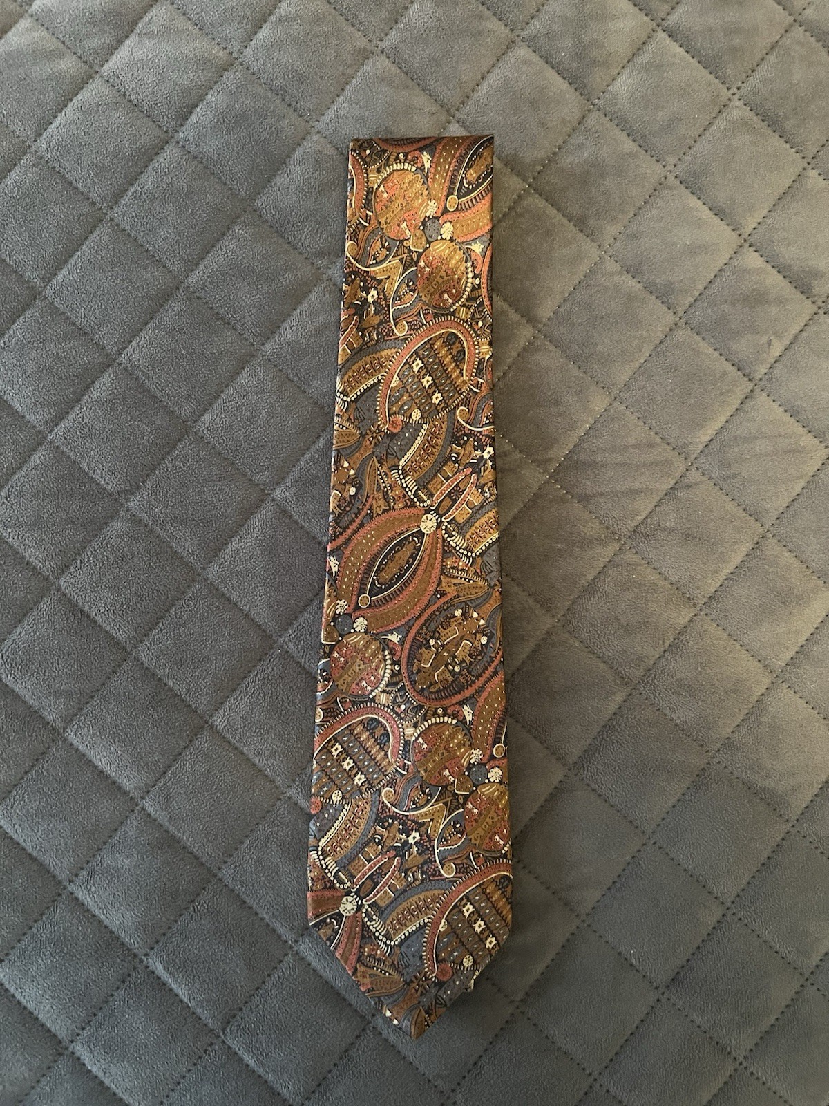 Smith Forester Men’s Silk Paisley Tie Brown Blue Tan Red Handmade Classic