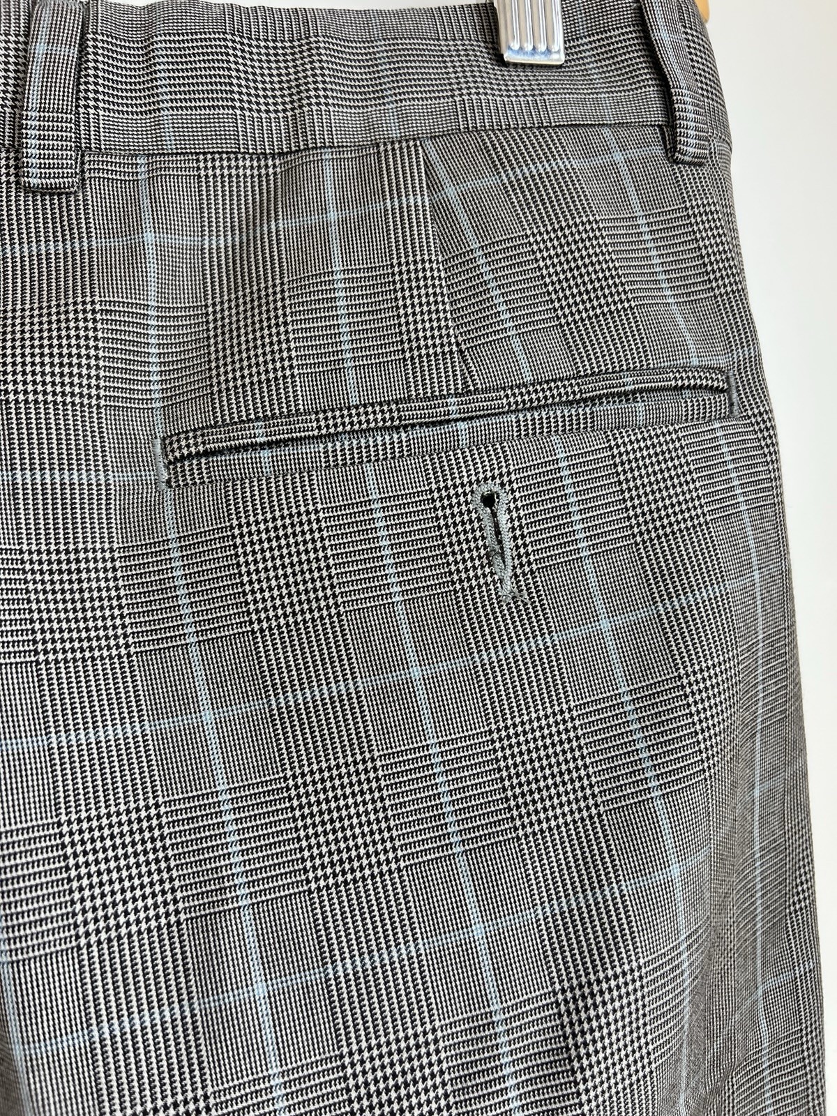 Men’s Traditional Fit Lands’ Ends Black Plaid Dress Pants Sz 36×34 Wool Blend P2