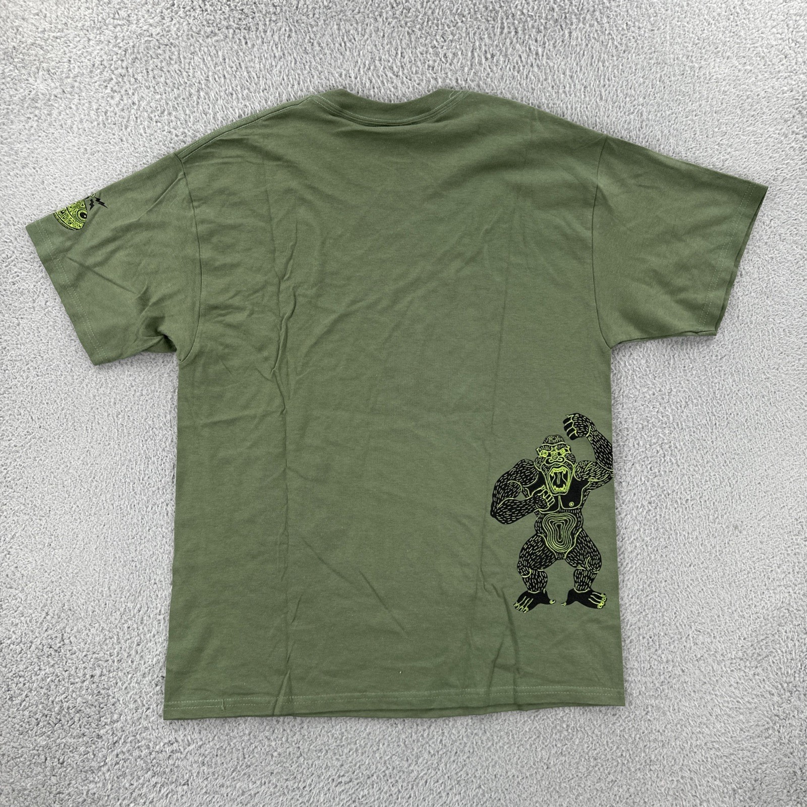 Vintage Hanes Beefy-T Mens L Green Shirt Y2K Art Tee Godzilla King Kong Graphic
