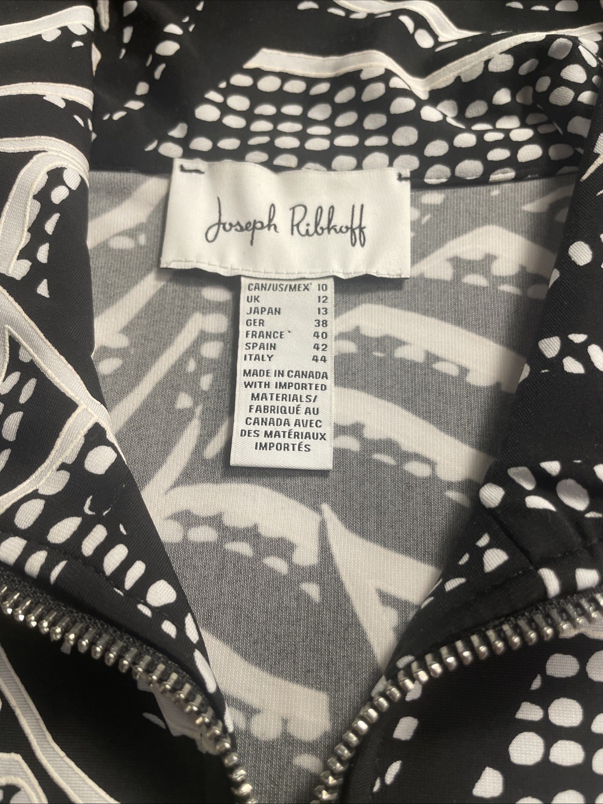 Joseph Ribkoff Black/Multi Jacket Style 194611 Size 10
