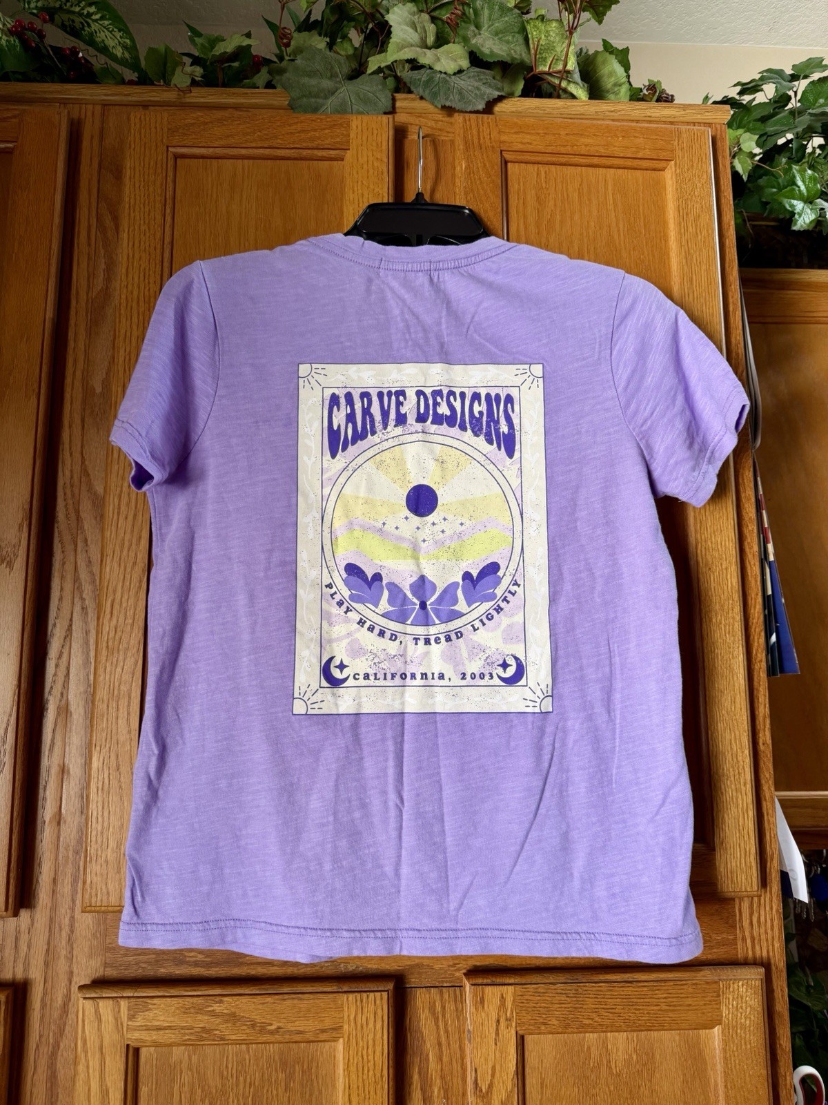 NWOT CARVE Designs Women’s Cassidy Graphic Tee 100% Organic Cotton Purple Small