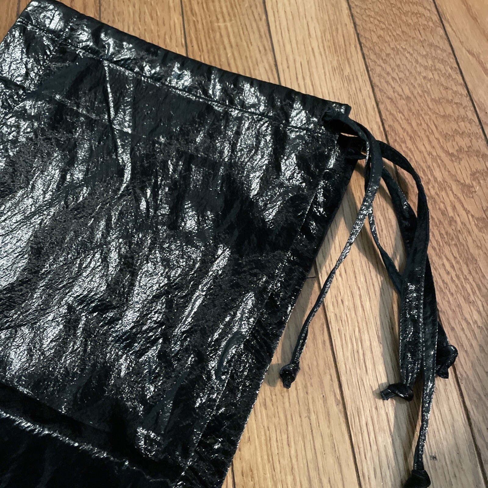 Good American The Paper Cargo Patent Faux Leather Pant Size 2 Med Black $170