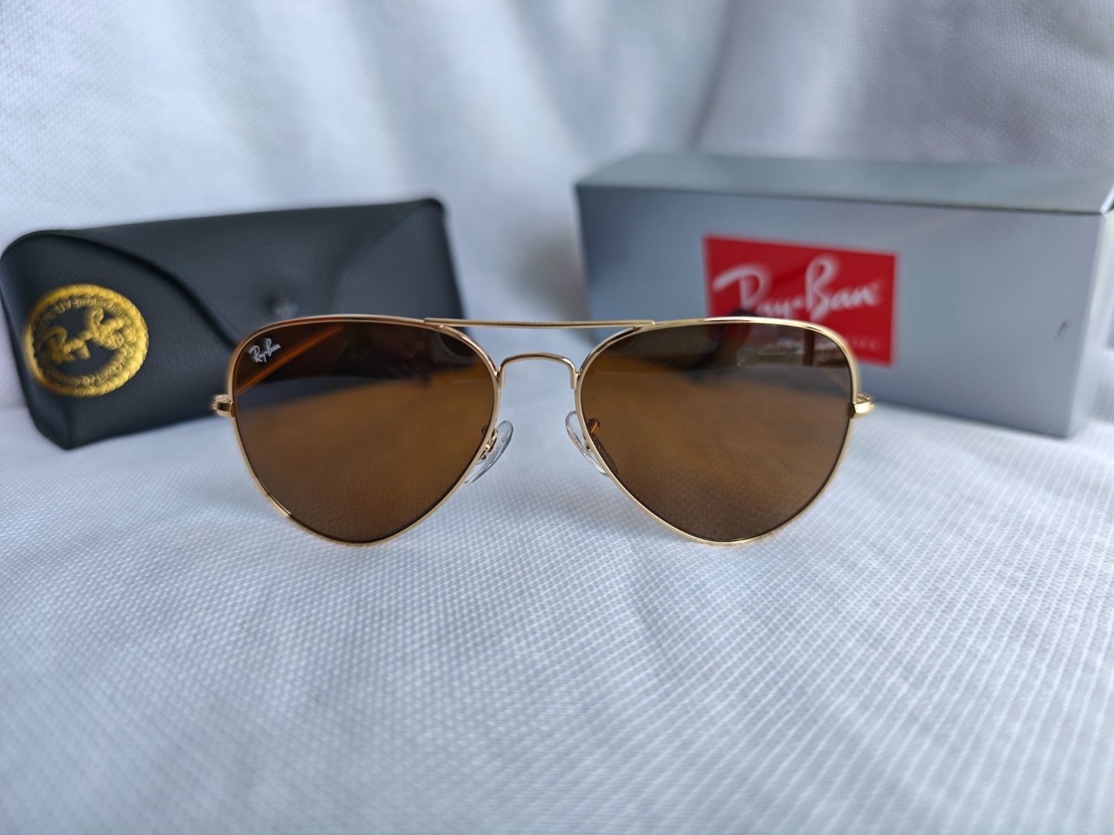 Ray Ban Aviator RB3025 Sunglasses 58mm Brown Lens/Gold Frame