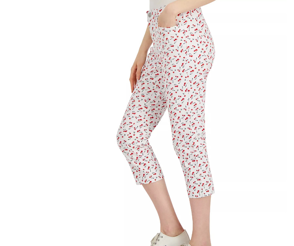 Charter Club Women’s Printed Bristol Capri Jeans 4,6,8,10,12,14,16 White/ Multi