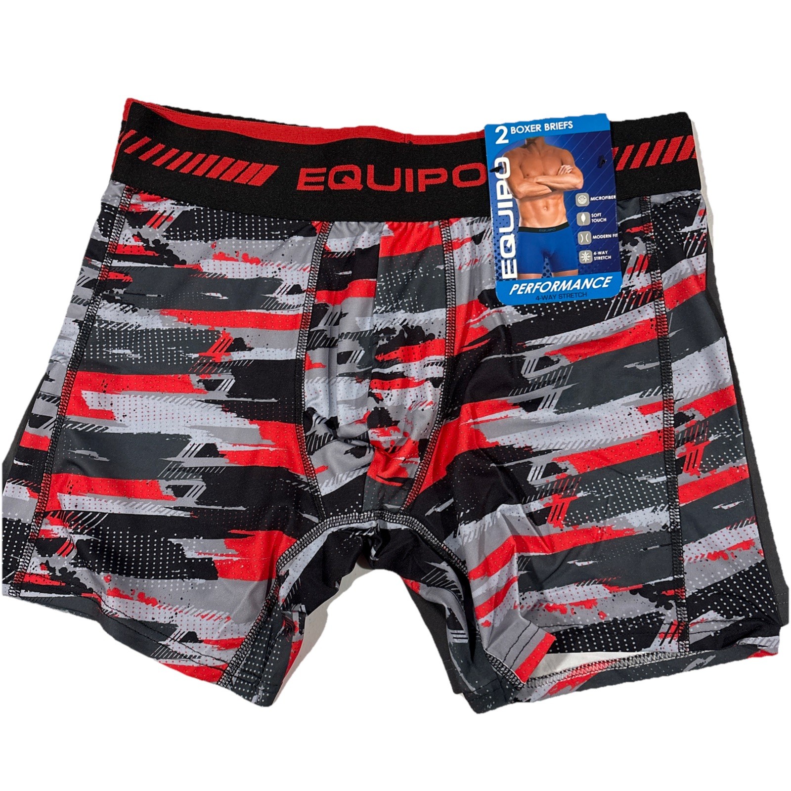 Men’s Equipo 2-pk. Boxer Briefs Size Medium Grey, Black And Red. NWT
