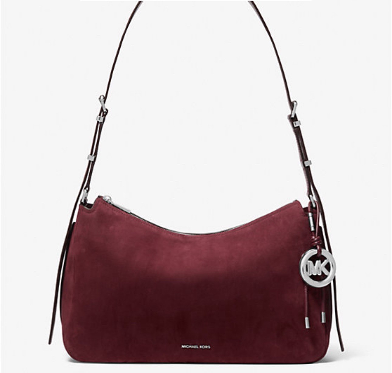 Michael Kors Nolita Medium Nubuck Suede Shoulder Bag Oxblood