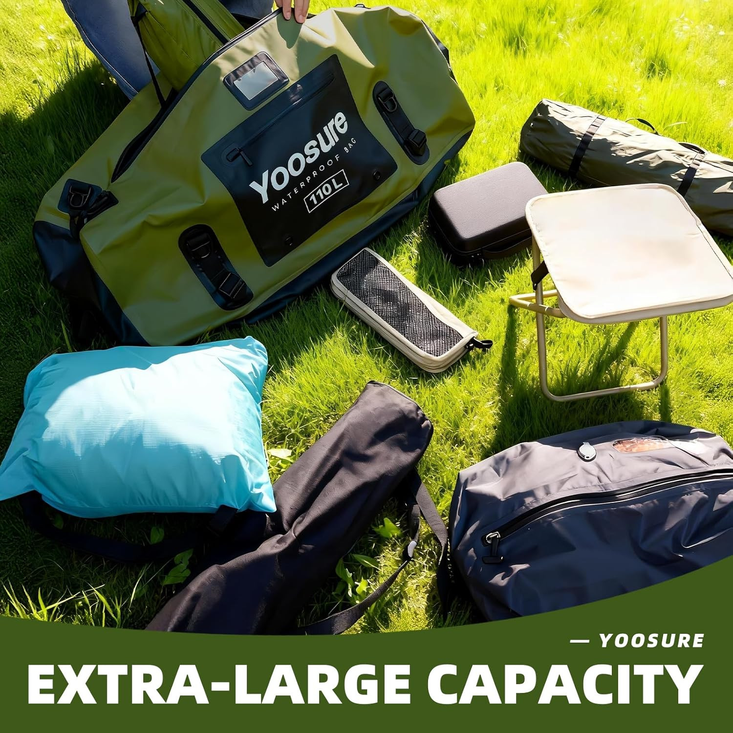 Airtight Zipper Waterproof Duffel Bag 110L- 700D PVC Dry Bag Extra Large Dry Bag