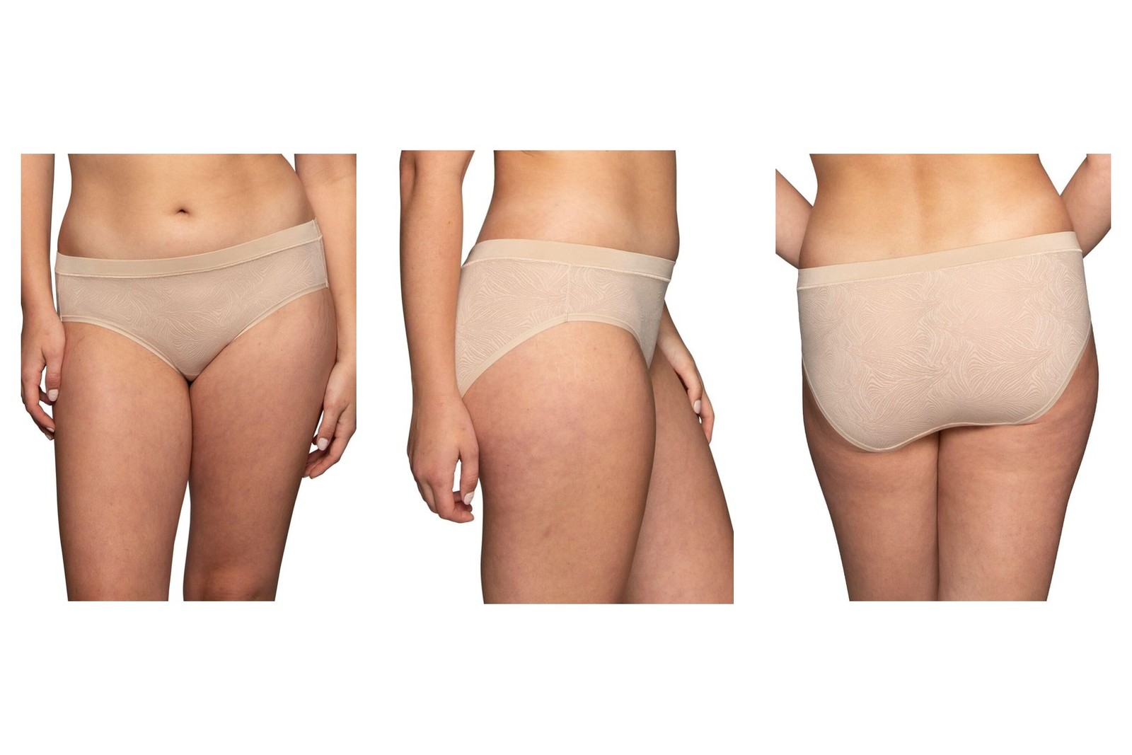 3 Pack Vanity Fair Effortless Hipster Panties Neutral Lace Sz 7 NWT 18277