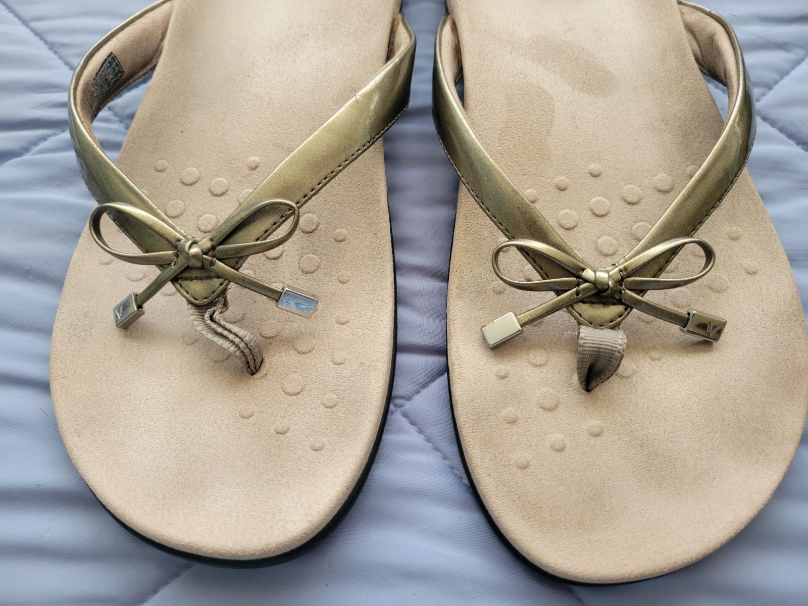 Vionic BELLA II Bow BRONZE Thong Sandals Orthotic Arch Support Flip Flops 11 W