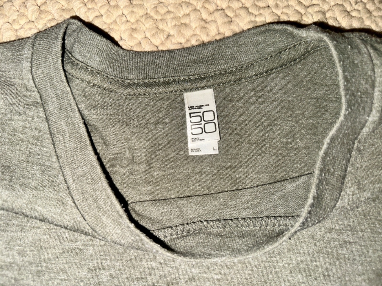 Los Angeles Apparel 50/50 Poly-Cotton Crew Neck T-Shirt Heather Lieutenant FF01