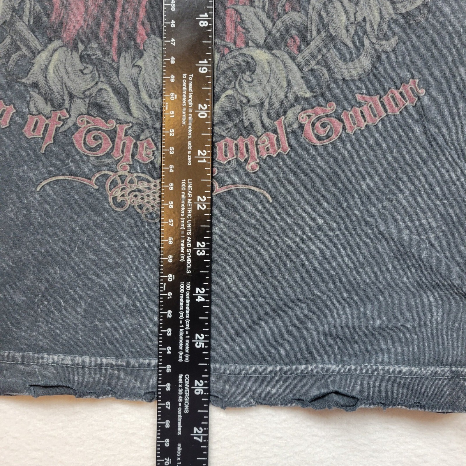 Affliction Mens Royal Lineage Large Gray Distressed Skeleton T-Shirt Tee Y2K