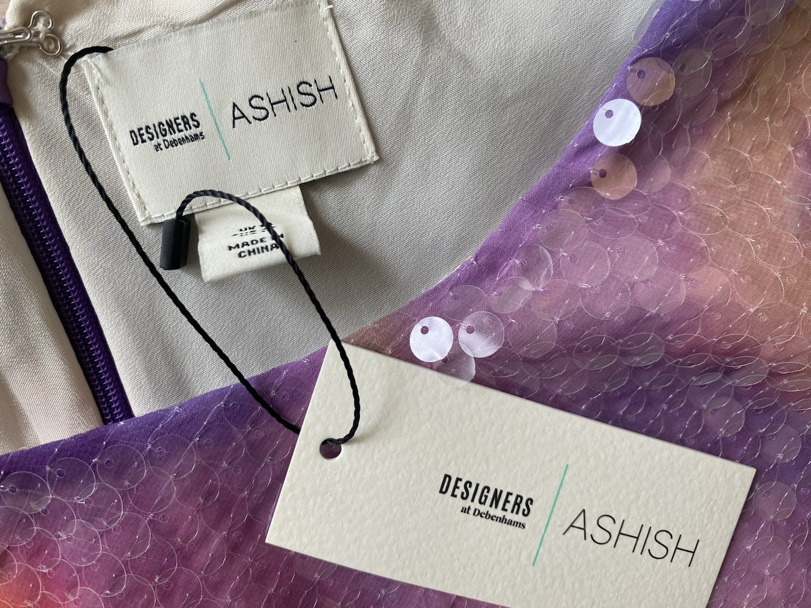 Stunning ASHISH Designer DEBENHAMS SEQUIN DRESS (uk14)