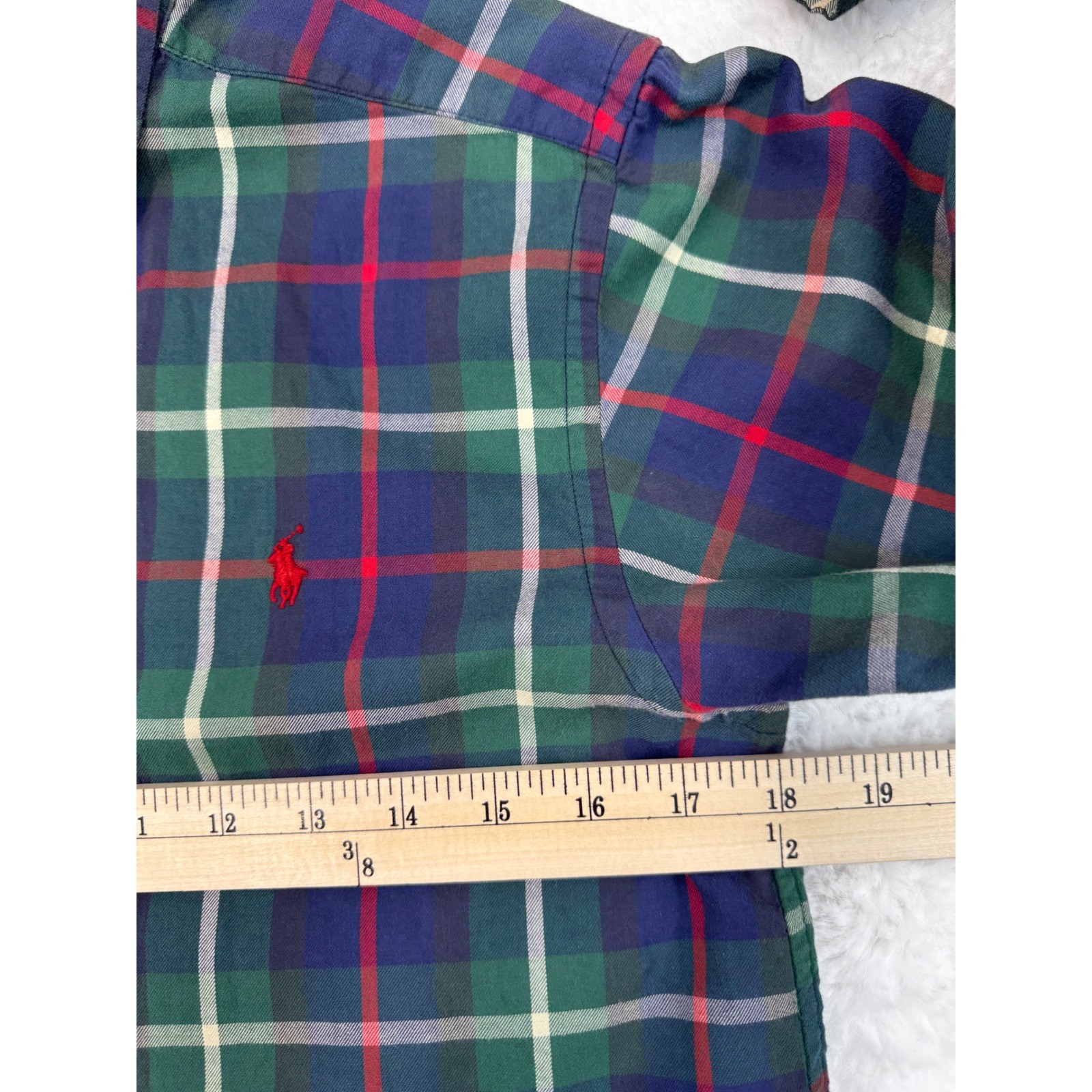 Ralph Lauren Plaid Button Down Shirt Boys Large 14-16 Embroidered Pony On Pocket