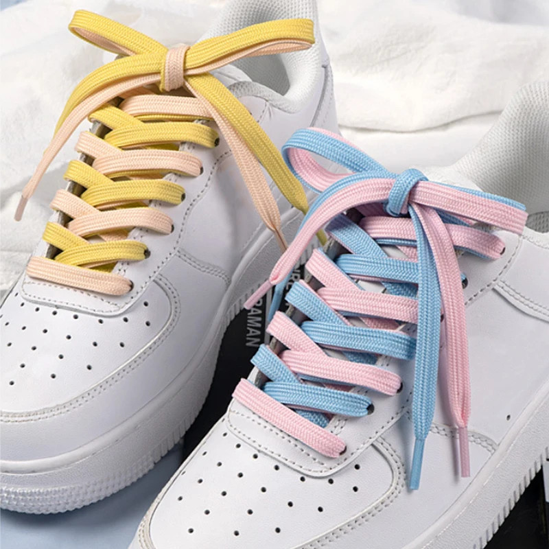 0.8CM Double Layered Laces for Canvas Sneakers Solid Color Flat Replacement Shoe