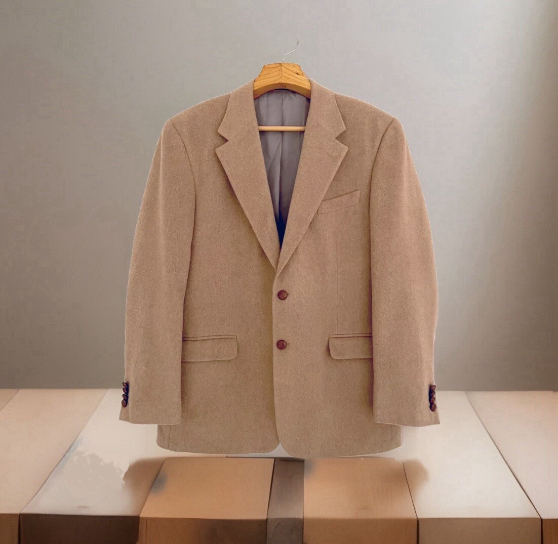 Vtg TAILORS ROW Deansgate 100% Camel Hair Sport Coat Blazer Jacket Men 44L Tan