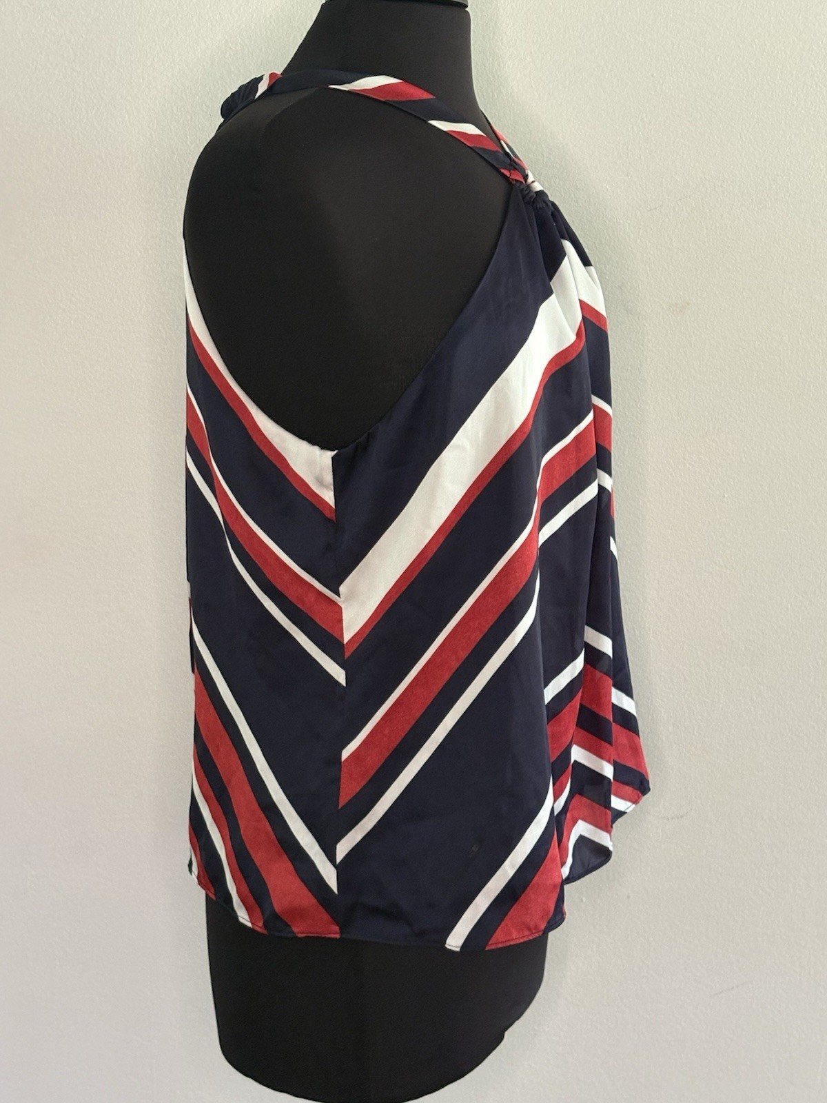 Chaps Women’s Navy Red White Striped Halter Tie Neck Top Petite PXL