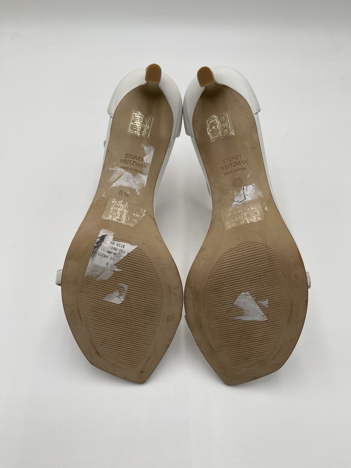 Stuart Weitzman Amelina 75mm leather sandals in white Size 8.5