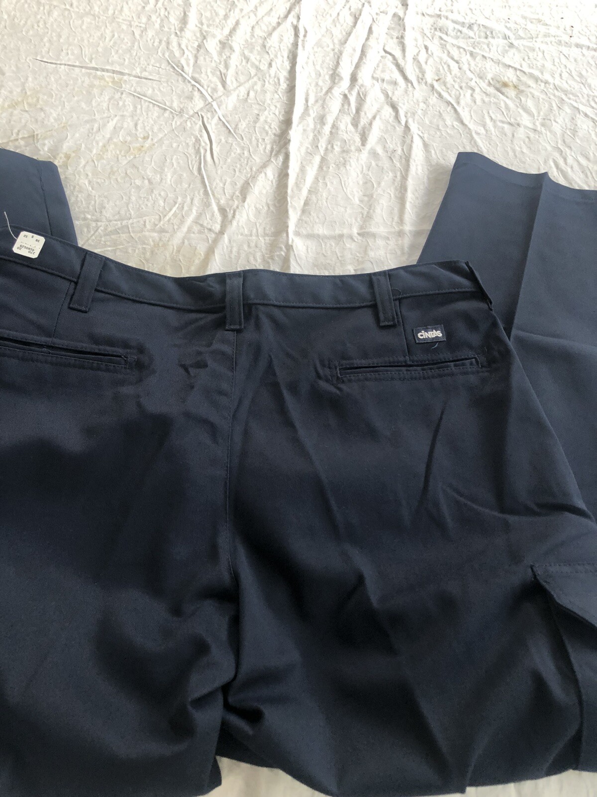 Lot 2 Cintas Comfort Flex Navy Blue Cargo Work Pants 32×32 #270-20 Relaxed Fit