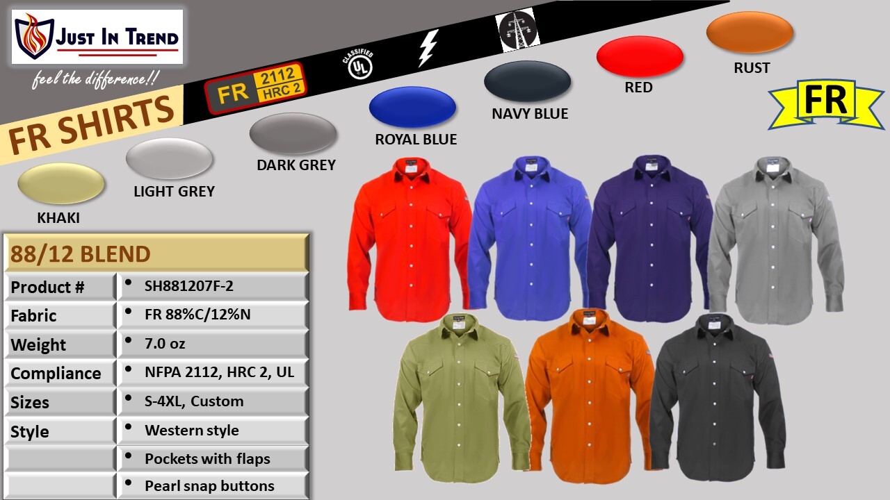 Flame Resistant FR Shirt – FRC – 88/12 Cotton blend, 7 oz.