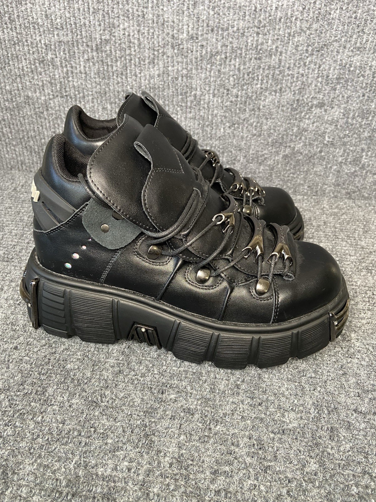 New Ws 10 Black Shoes Heavy Metal Thick Bottom Trendy Punk Gothic Dark Lace up