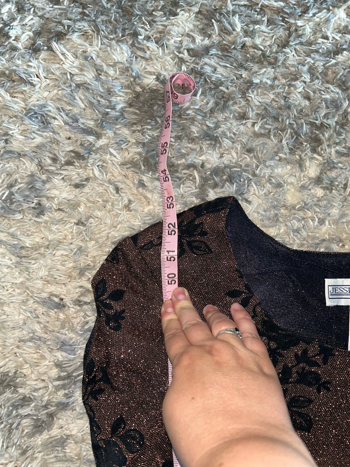 Vintage Jessica Howard Maxi Dress Copper Shimmer Velvet Roses Fairy Goth Womens