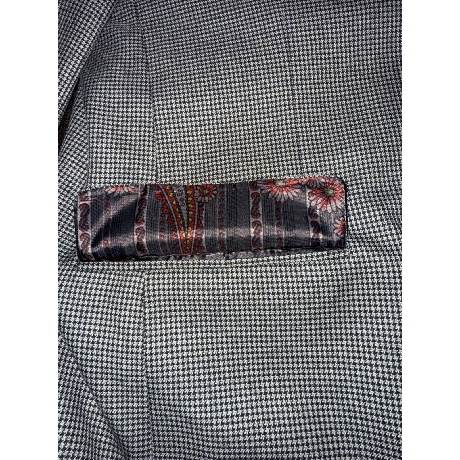 TALLIA Est 1893 Mens Houndstooth Blazer Jacket Black Gray Paisley Lined Mens XL