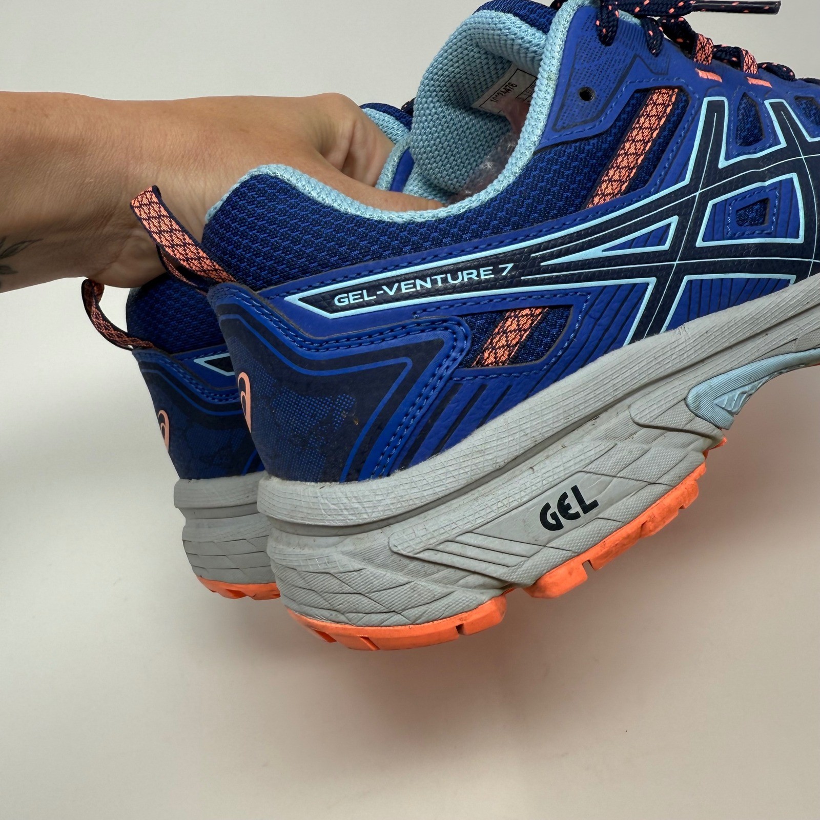 ASICS Gel-Venture 7 Mens Size 11 Trail Running Shoes Blue Orange