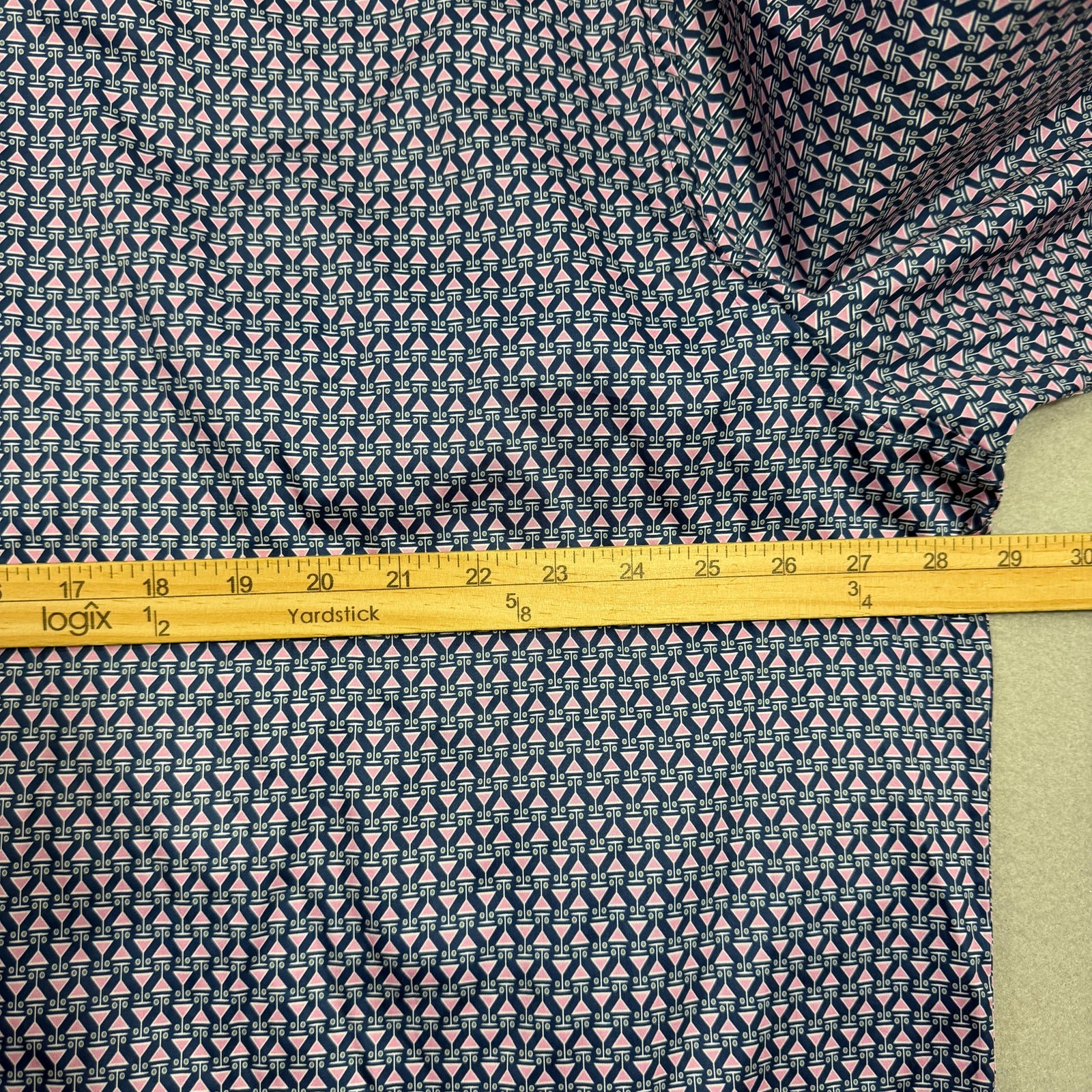 Johnston & Murphy Martini Print Button Up Shirt Mens 3XL Blue Pink Flip Cuff NEW