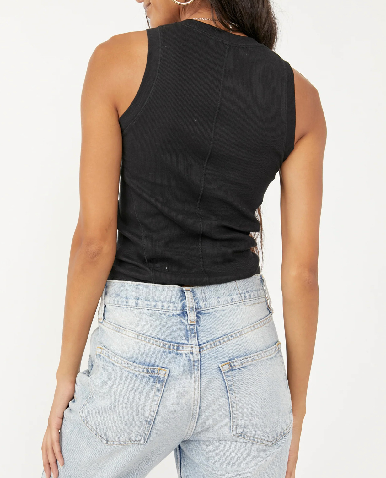 Free People Intimately Black Sleeveless Ribbed U-Neck Tank Sz S