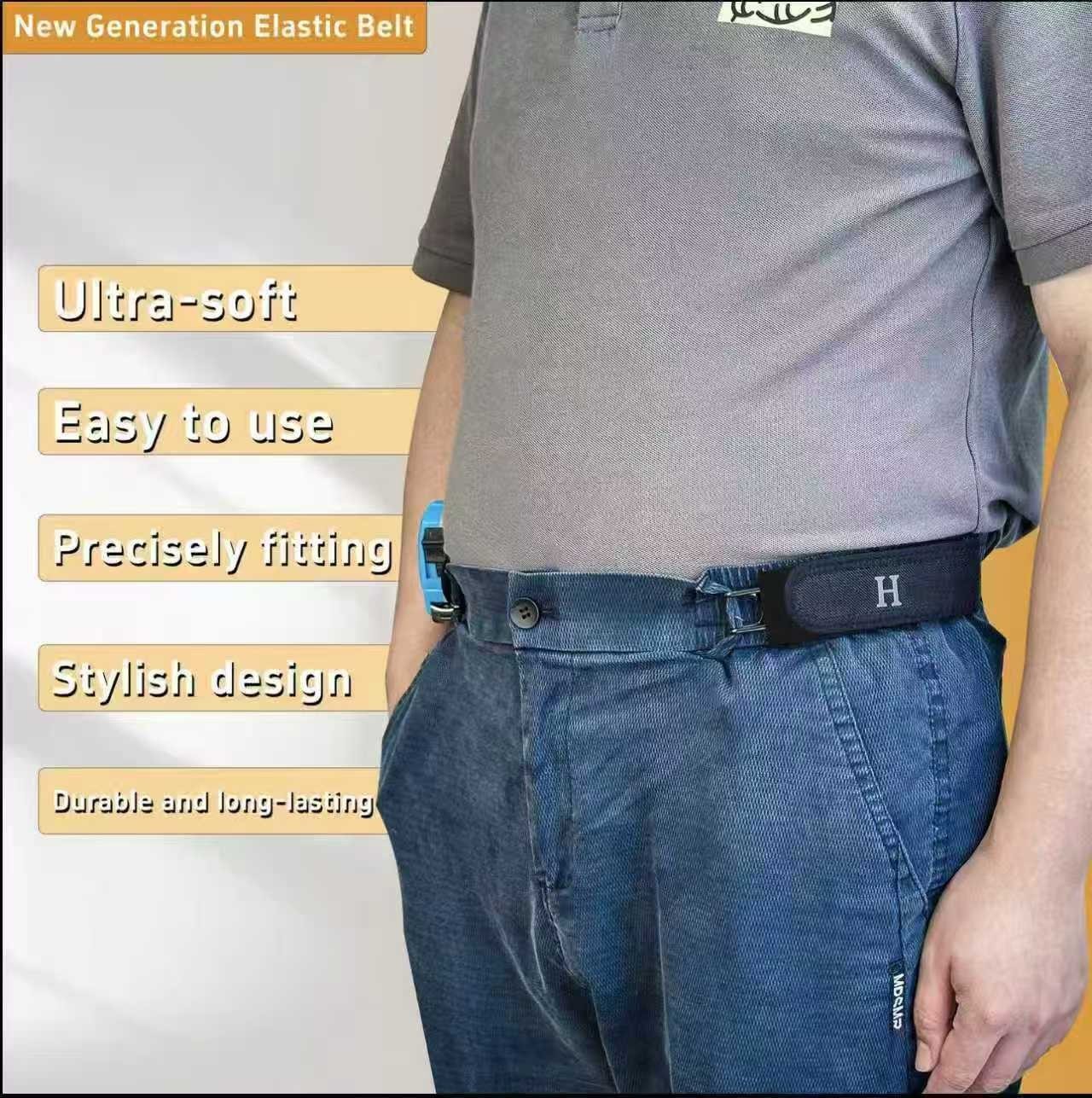 1-3PCS Tactical Metal Hook Elastic Belt Buckle-Less Invisible Waist Belt Closure