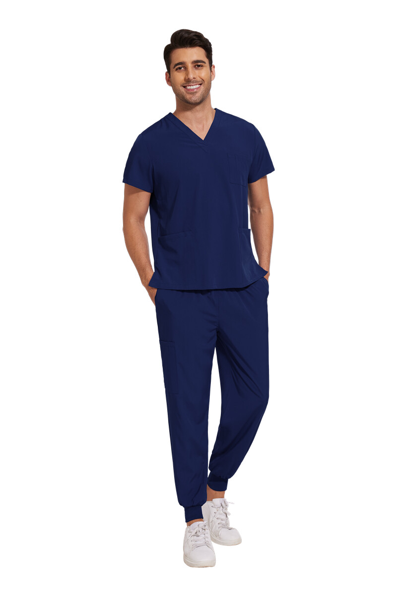 Stretch Medical Uniforms Scrub Set Men V-Neck Jogger Hospital Clinic Workware