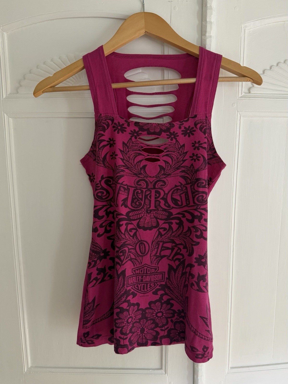 Harley-Davidson Sturgis Pink Cutout Sleeveless Tank Top ~Made in USA~ Size S – M