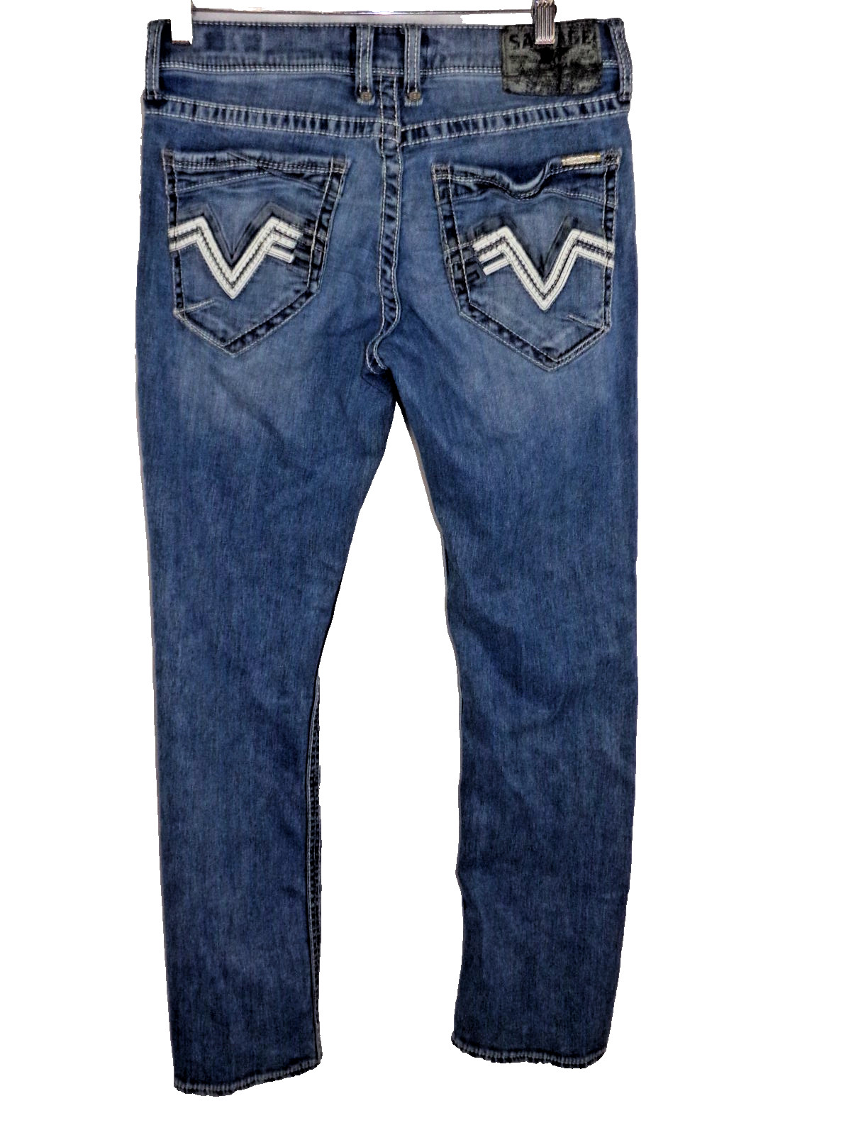 Salvage Supply Co Mayhem Straight Jeans Mens 30×32 Buckle Blue Distressed Denim