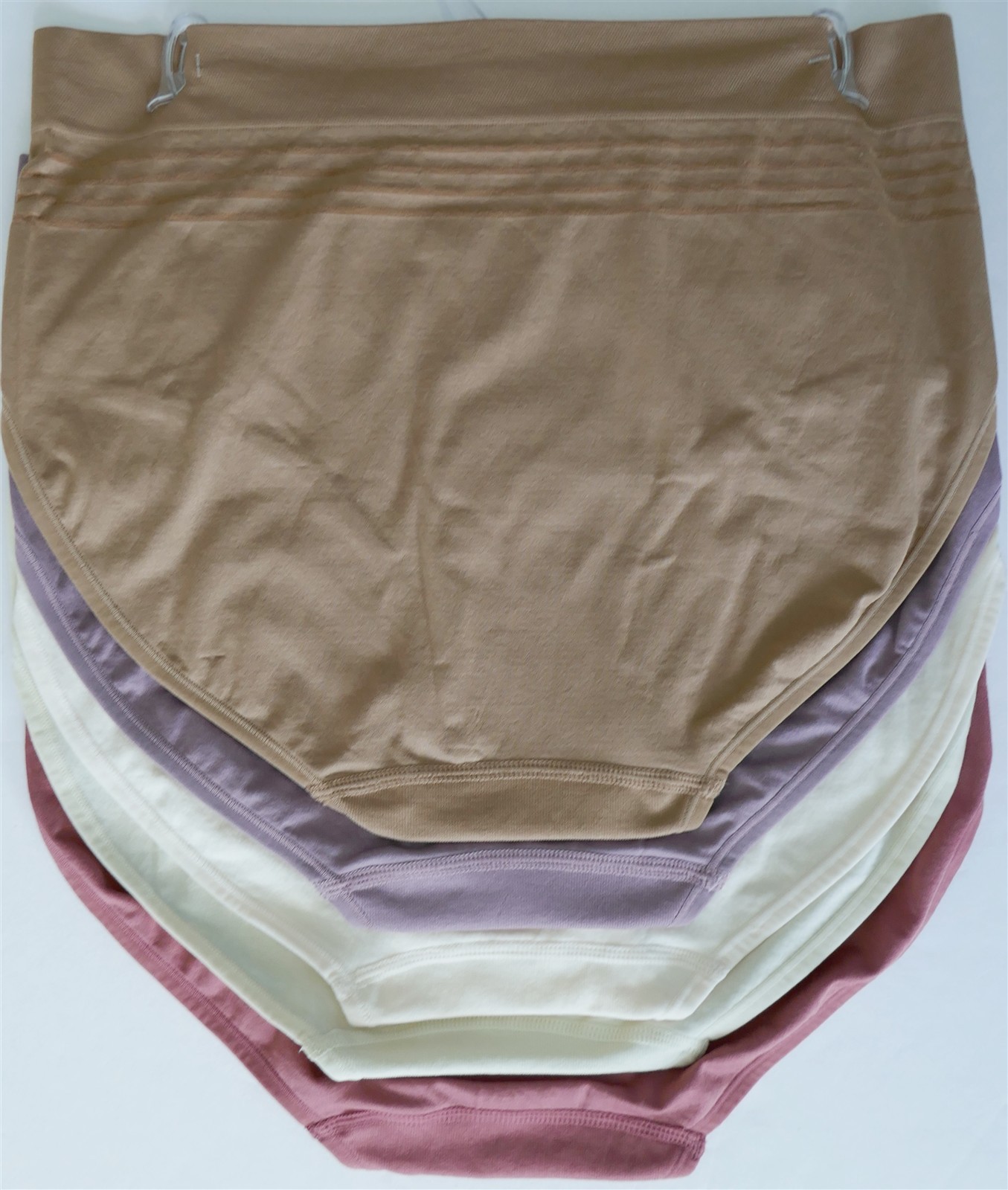 Yummie Shadow Stripe 5 pk Non-Shaping Retro Brief Brown Lilac 2 Beige Rose S M L