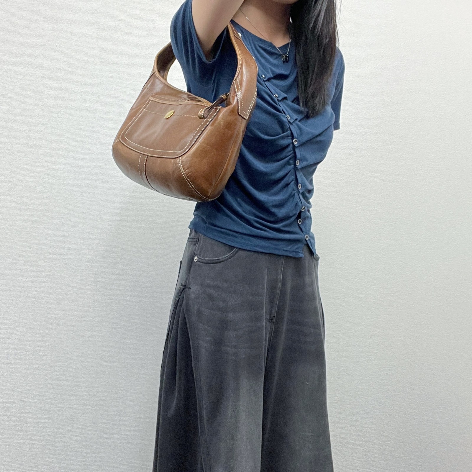 COACH Vintage Brown Leather Shoulder Bag Gold Hardware 11.4in HboC260603a04
