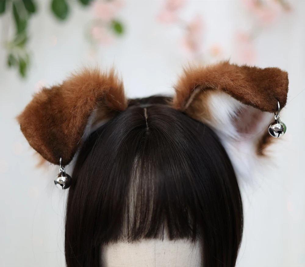 Black Brown Collie Dog Ears Tail Hairhoop Headwear Halloween Christmas Cosplay